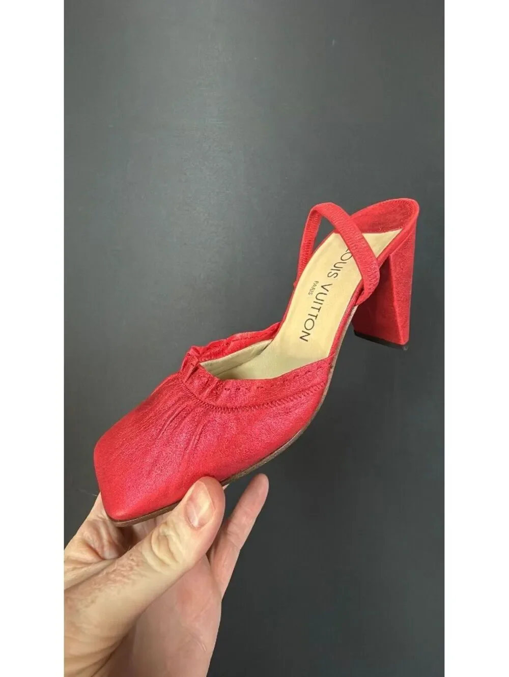 Louis Vuitton Red Sling Back Heel Size 36.5